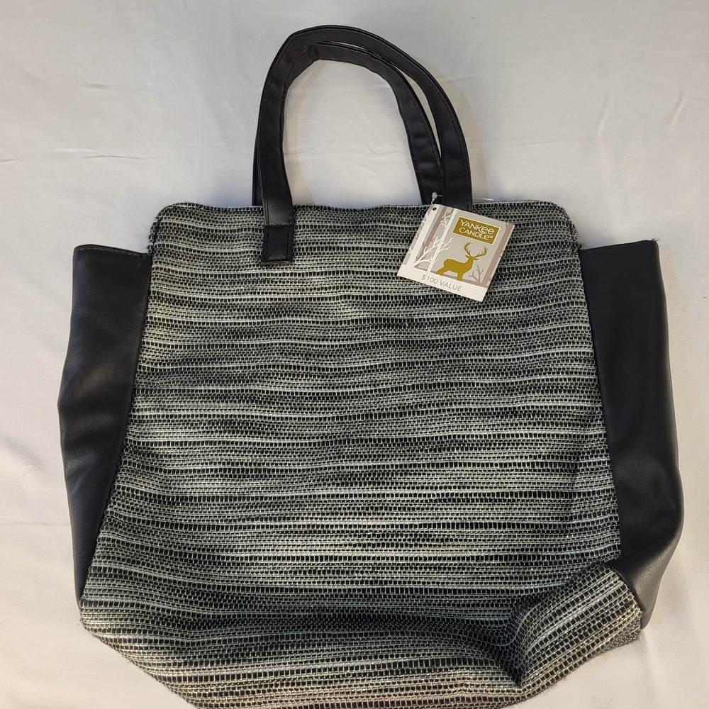 NWT Yankee Candle Tote Bag Black and Silver with Snap Closure (Bag Only)